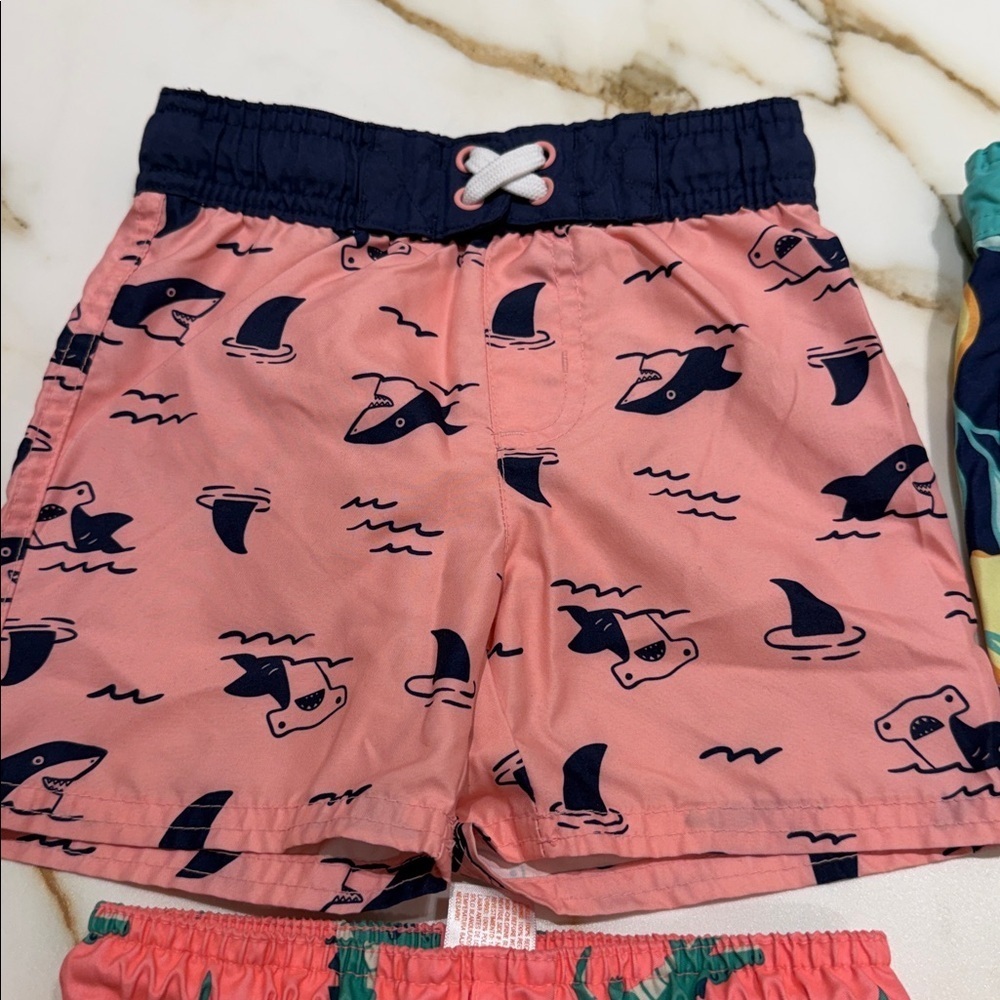 Set of 3 Cat & Jack Kids Patterned Shorts Set - Pink, Green, Blue - Picture 4 of 8